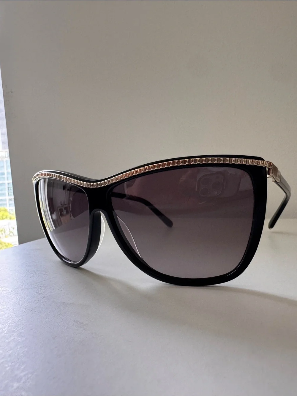 Chloé Black Sunglasses with Gold Trim
